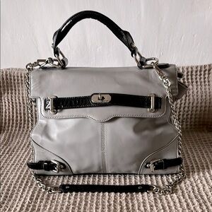 Elegant Gray Leather Handbag